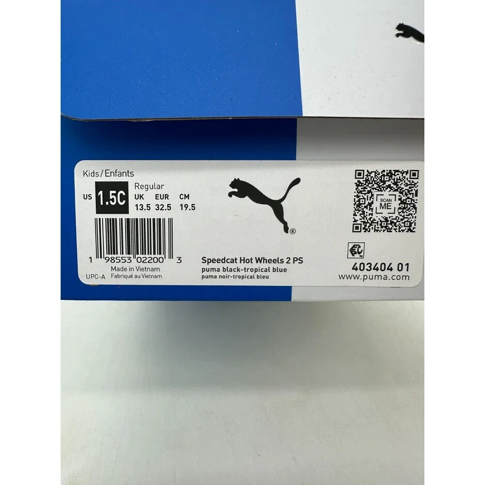Puma Speedcat Hot Wheels Kids Size 1.5C Black Athletic Shoes 403404 01